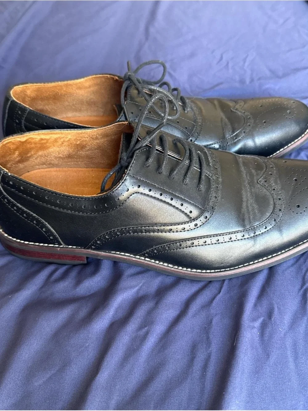 Ferrone Black Leather Brogue Derby Shoes